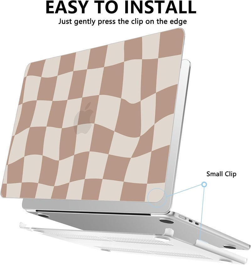 AKIT Compatible with MacBook Air 13 inch Case 2026 2025 2024-2022 M4 M3 M2 A3240 A3113 A2681, Pattern Shell Laptop Case+Screen Protector+Keyboard Cover for MacBook Air 13.6 inch 2025, Brown Checkboard - Image 4